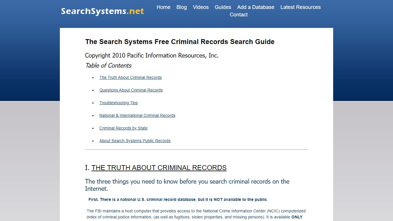 Criminal Record Guide
